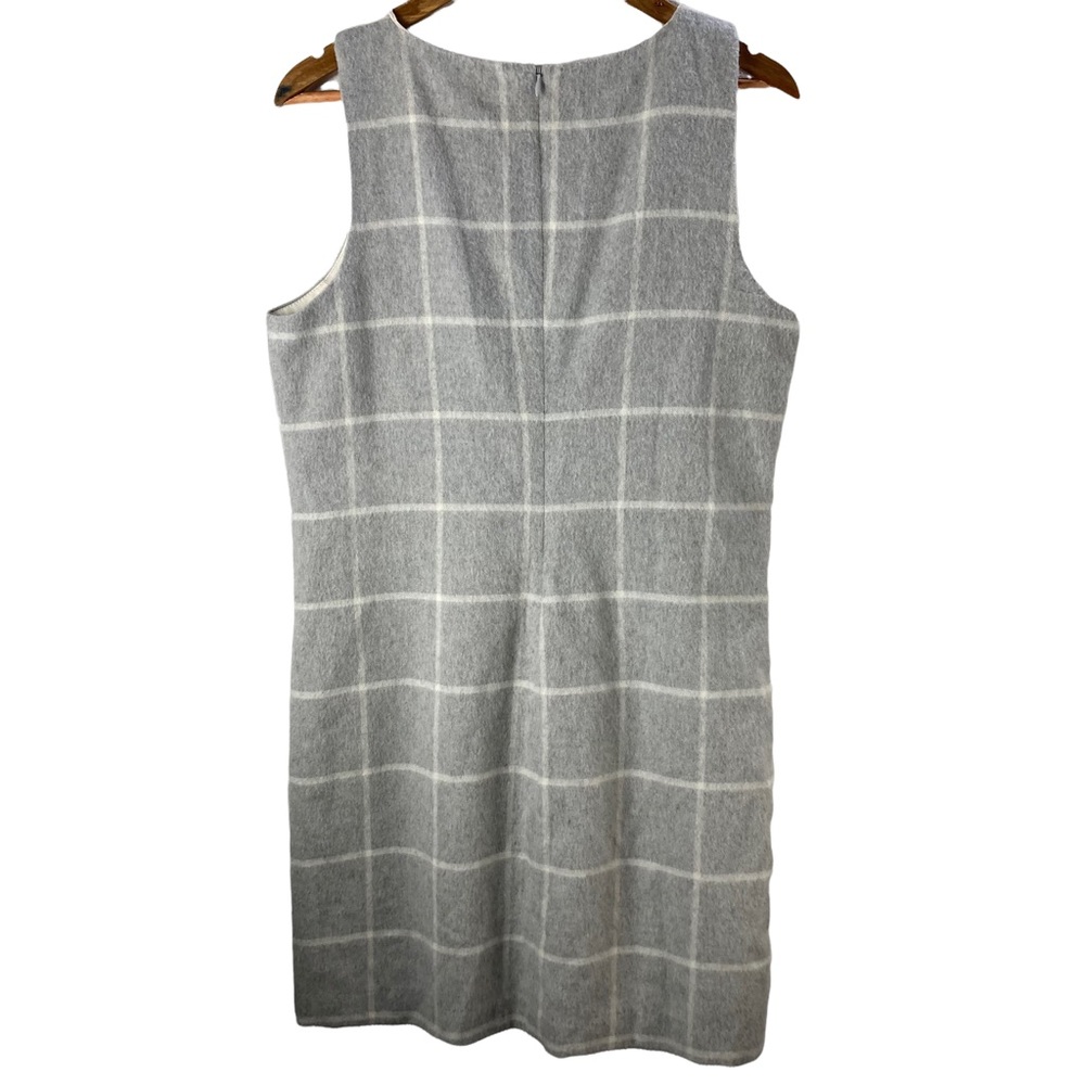 Anthropologie Paper Crown Gray Checkered Wool Blend Sleeveless Dress - Picture 8 of 10